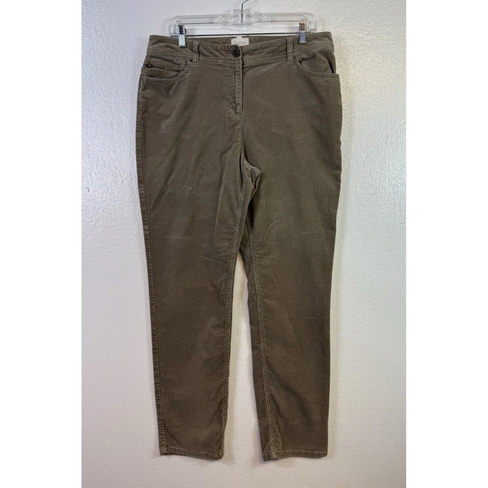 Chico's Women's Size 2 Corduroy Pants Taupe Gray Straight Leg Cozy Chic Hipster